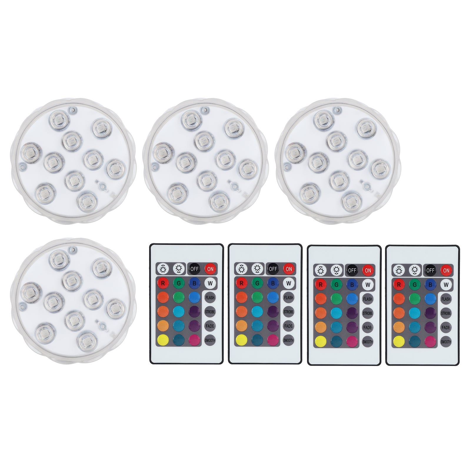 Wodoszczelne podwodne oświetlenie LED RGB do basenu, 4 sztuki, z pilotem, do dekoracji akwarium