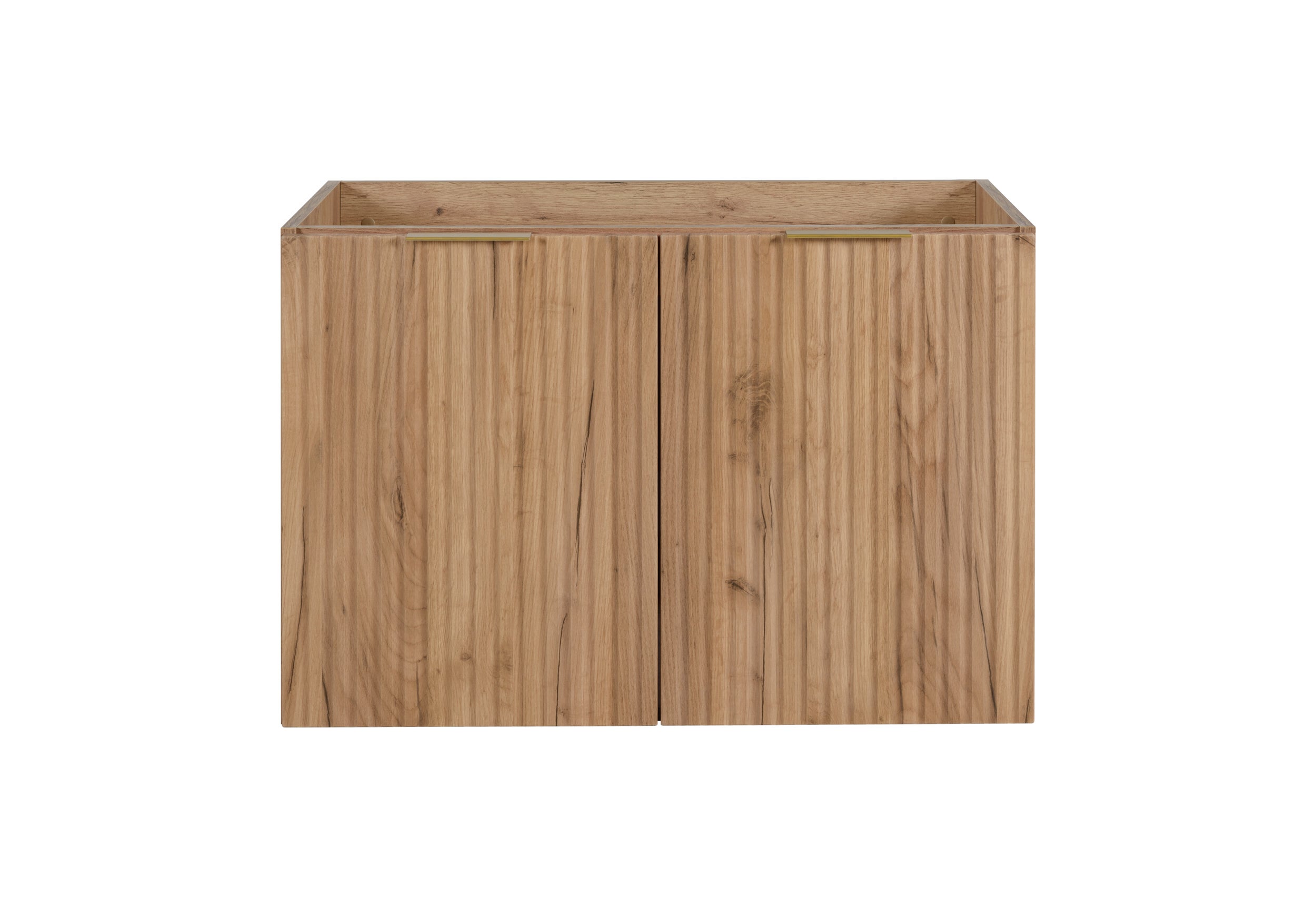 Zestaw łazienkowy FLOW 100 cm dąb craft złoty z regałami ryflowany front - 6