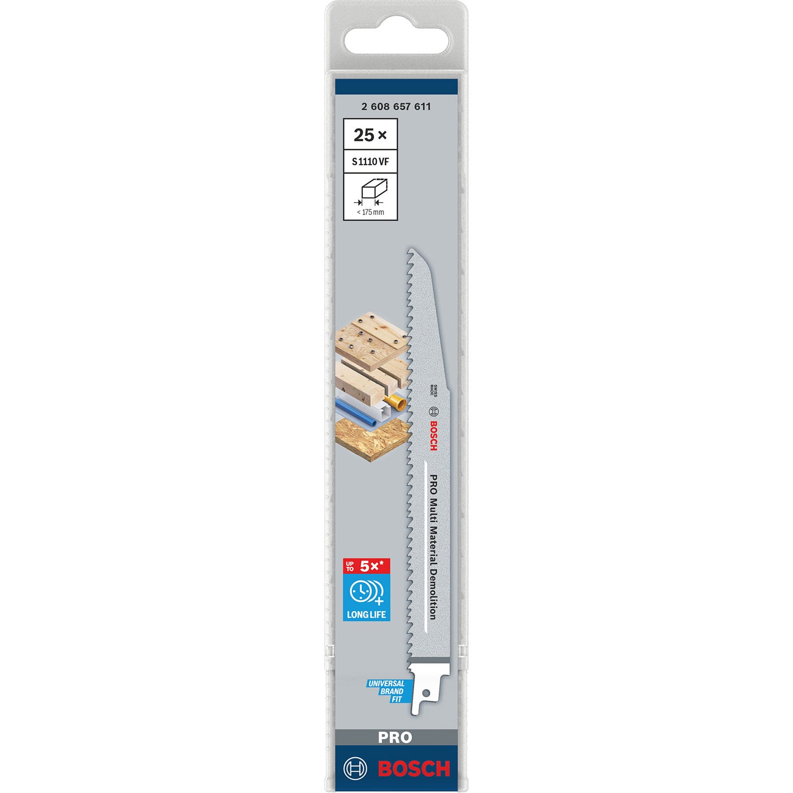 Bosch Professional - 25 Lames Scie Sabre Bim Endurance Bois & Metal 225mm S1110Vf - 2608657611 - 5