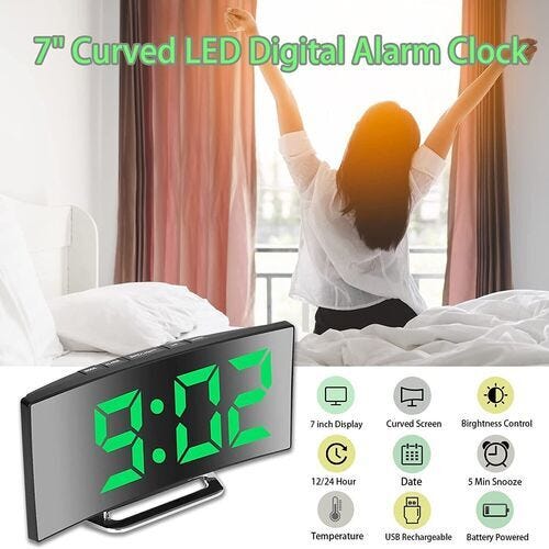 Sveglia Digitale Con Proiezione Sul Soffitto - Display LED 7.3", Temperatura, USB, Snooze - Foto 5