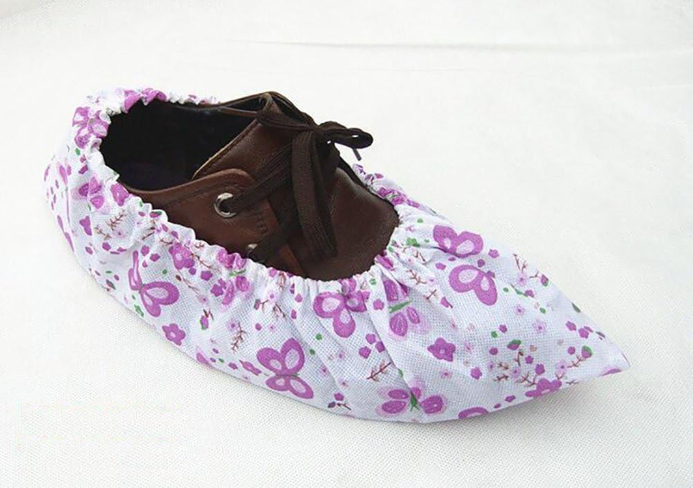 7 paires de tissu non tissé Envers antidérapant Couvre-chaussures Floral Couleur Candy Couleur lavable réutilisable respirant à la poussière Sol prote - 4