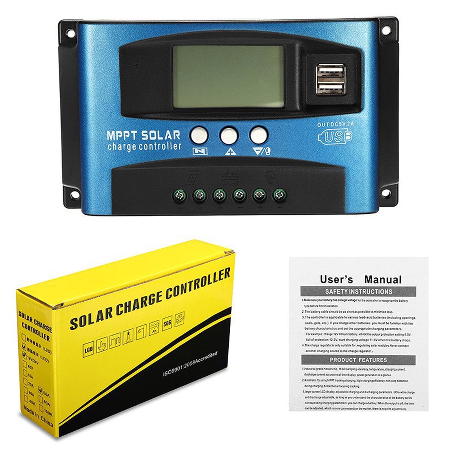 Contrôleur de Charge solaire, MPPT 100A chargeur de batterie solaire ...