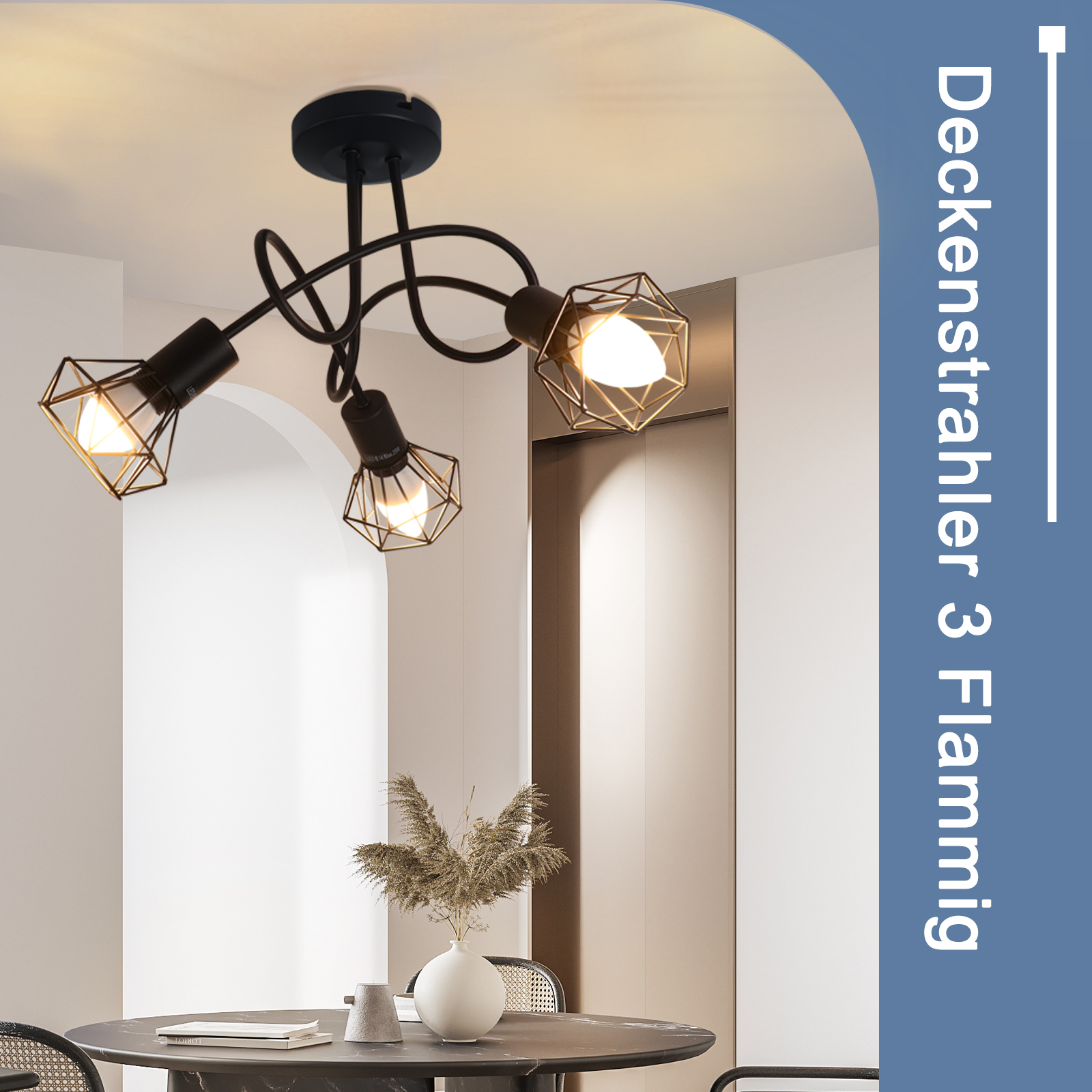 Spot Métal Noir Rond Rétro Pratique Modèle Dallas Spot Lampe Salon Plafond