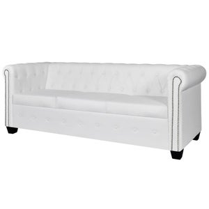Canapé Chesterfield en forme de L cuir synthétique blanc | Leroy Merlin