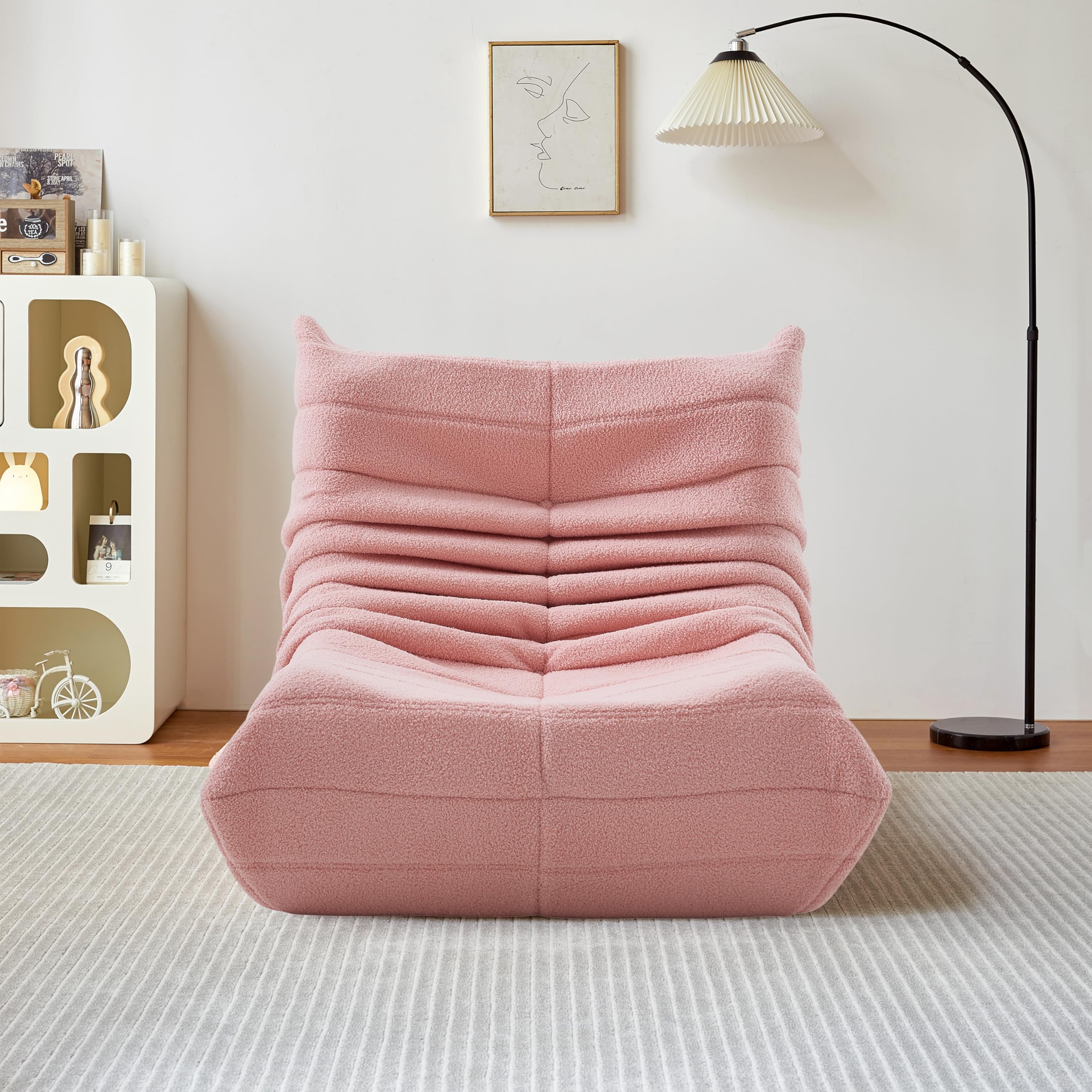 Pouf géant - Canapé de sol avec dossier - Fauteuil de lecture d'intérieur confortable XXL - Pour salon et chambre à coucher - 86 x 105 x 75 cm - Rose - 8