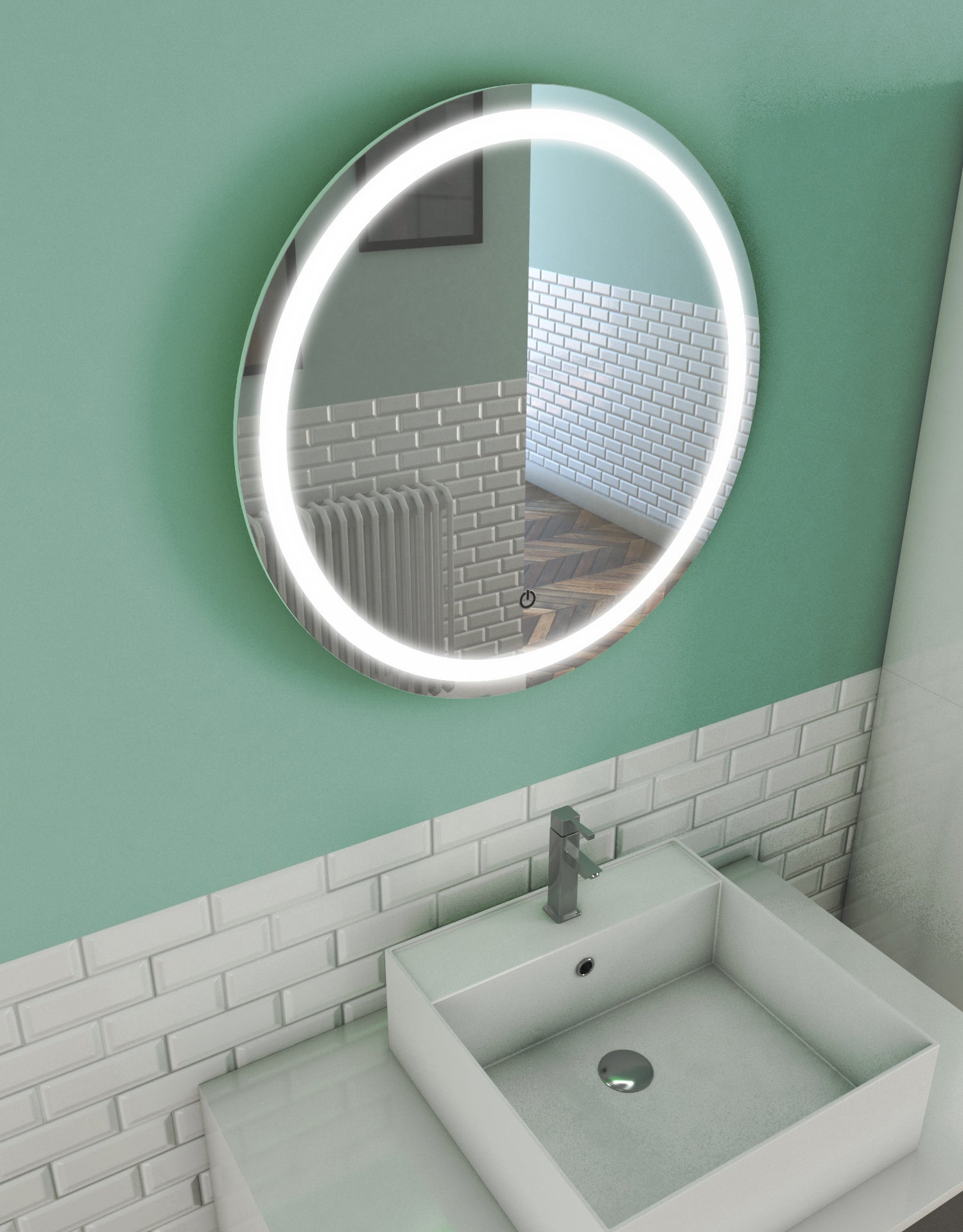 Espejo c/luz led retroiluminado circle light diametro 59cm