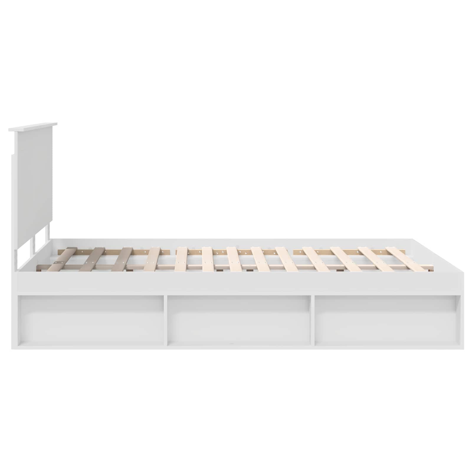 Cadre de lit blanc en bois de pin massif pour la chambre, 140 × 190 cm - 8