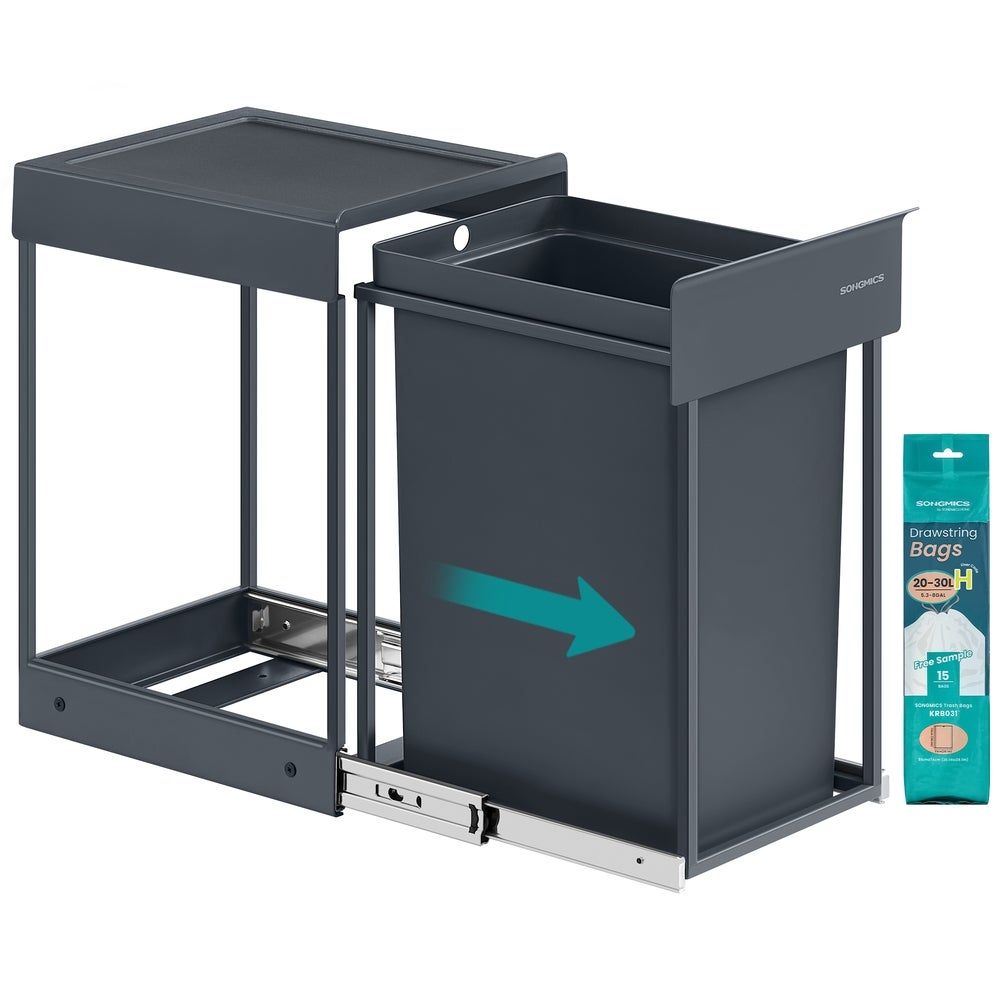Genérico Gris Papelera De Cocina Extraíble Armario 20L Marco De Acero Suaves Tapa Abs - Imagen 3