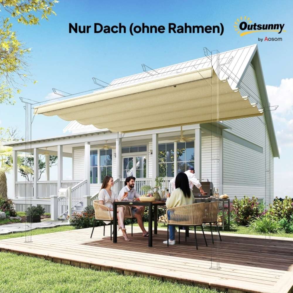 Toldo de repuesto pergola 3x3m crema poliéster impermeable techo retráctil drenaje agua resistente intemperie Leroy Merlin - 8