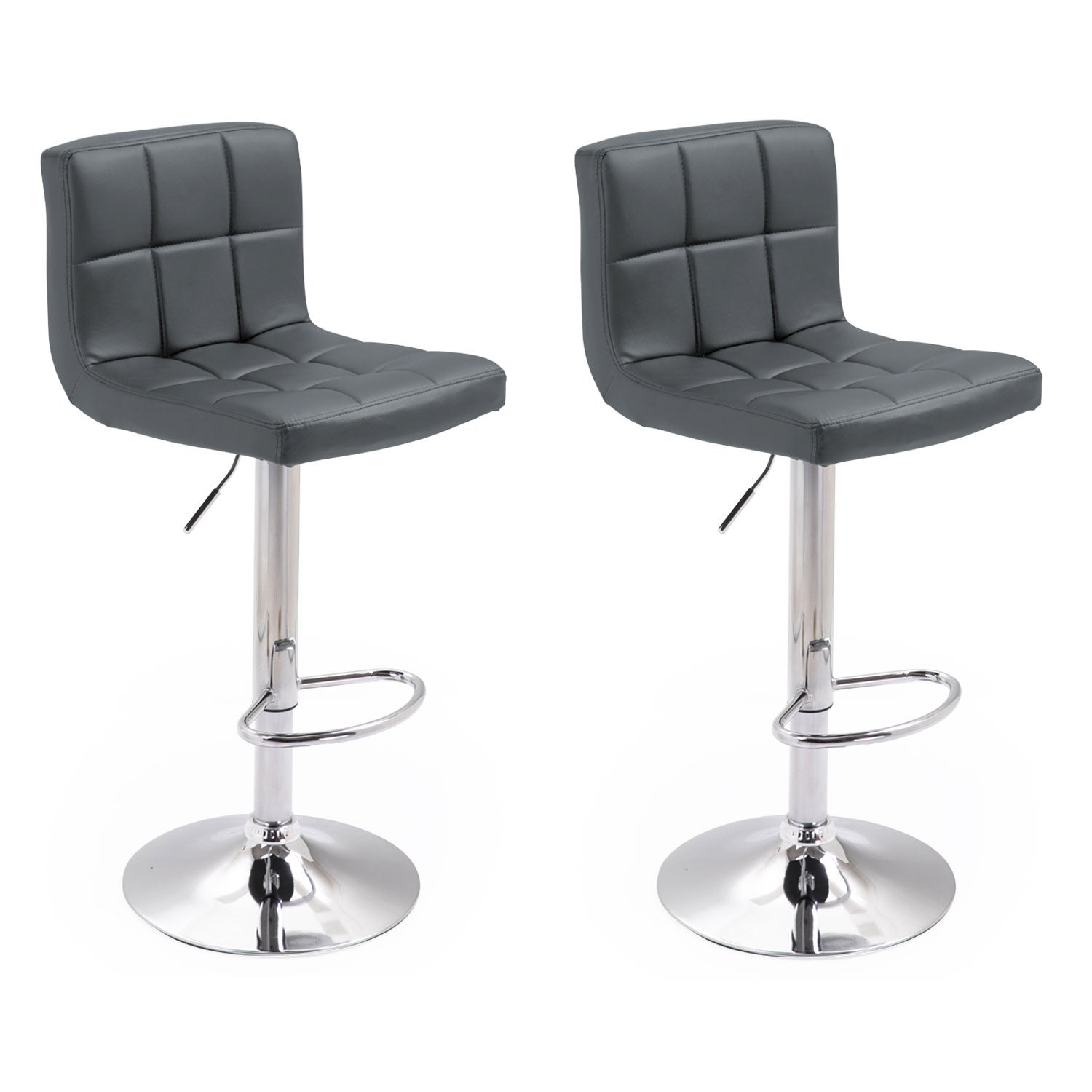Lot de 2 tabourets de bar gris MIKE - 2