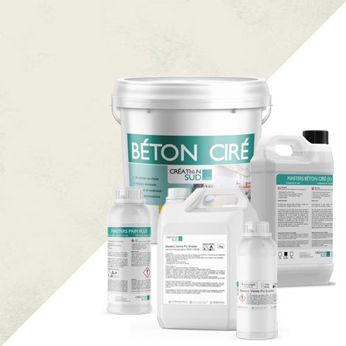 Béton ciré multisurfaces (sols et murs) - Kit complet 5m² (2 couches) - Mat - Teinte : Coquillage (beige) - CREATION SUD
