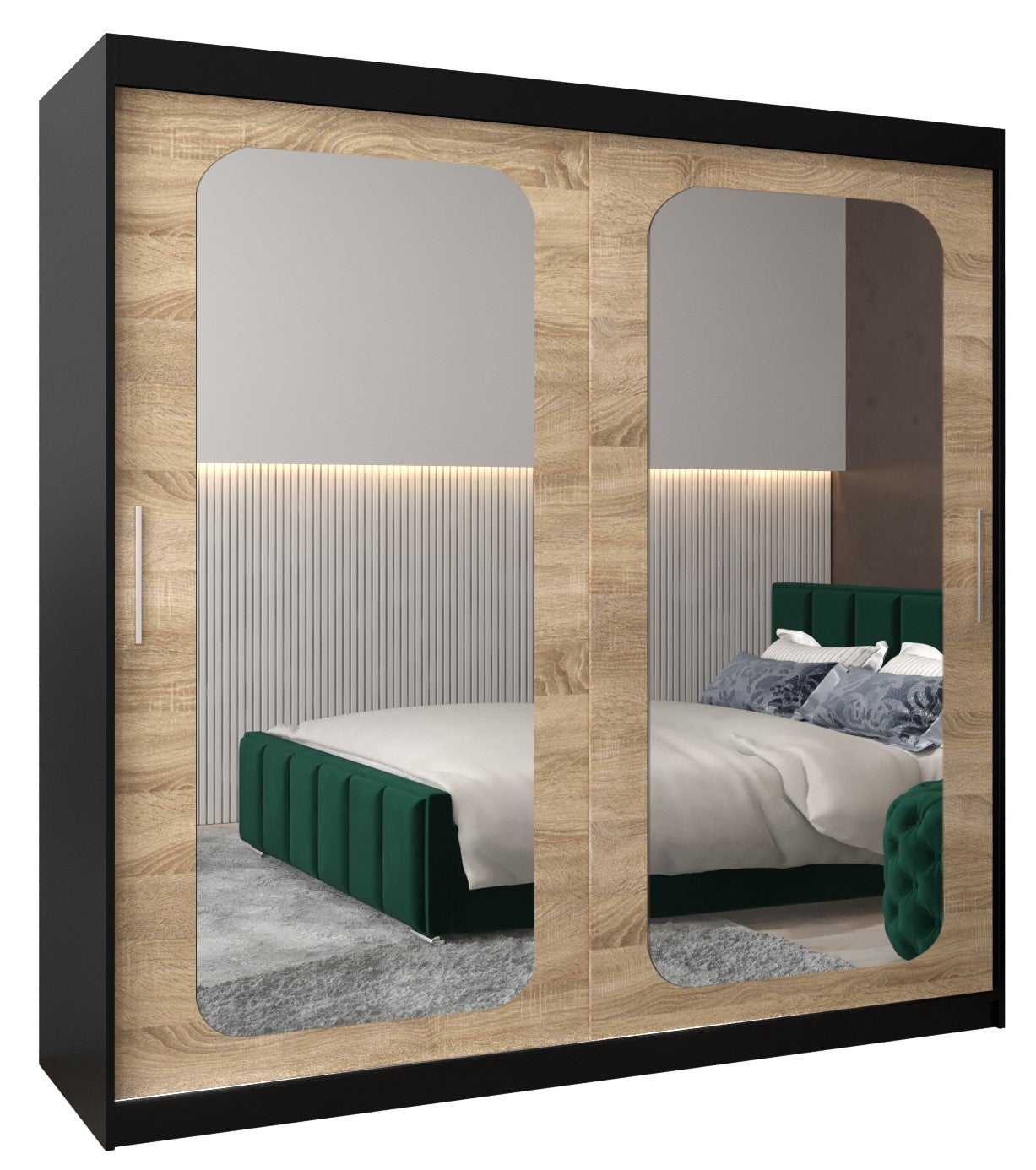 Szafa przesuwna garderoba PROMO T3 200 x 62 x 200 cm Czarny + Sonoma - Abiks Meble