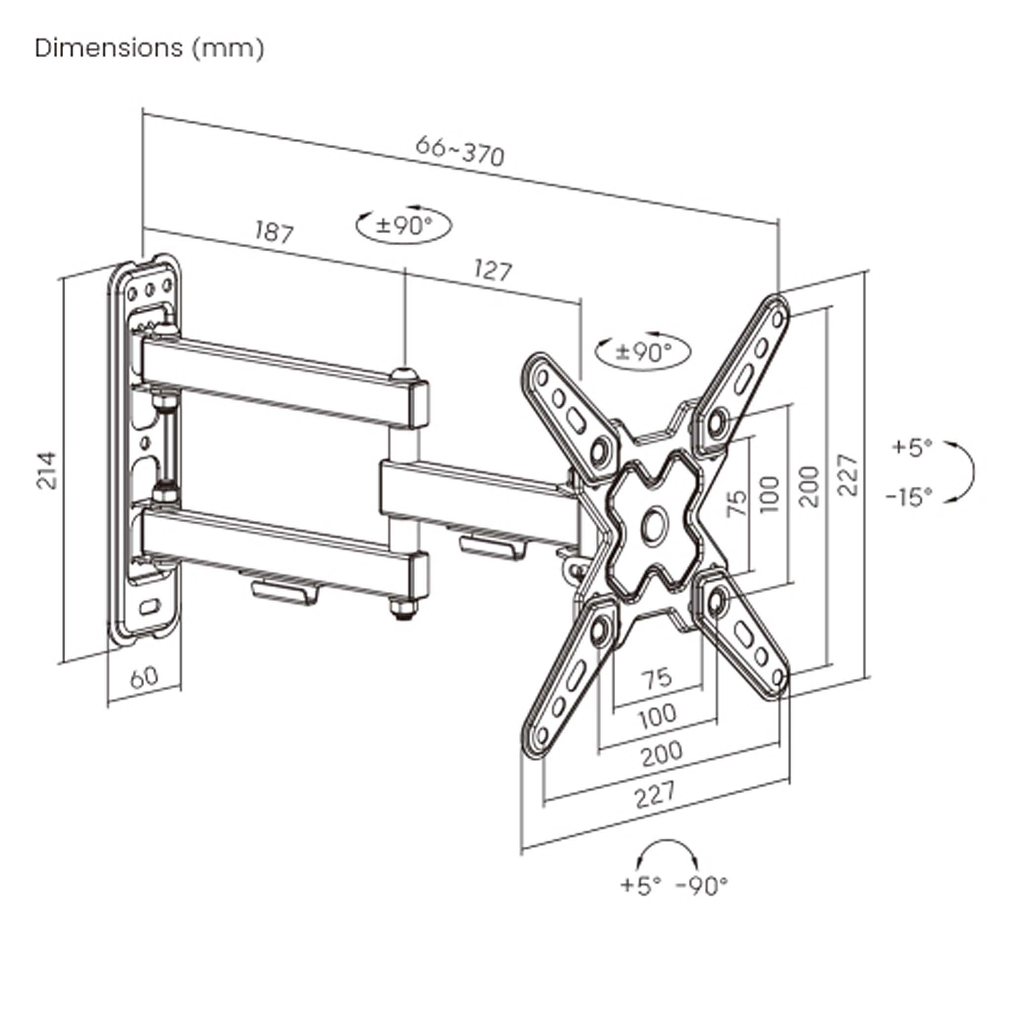 Wiltec Supporto TV a parete universale per schermi da 13