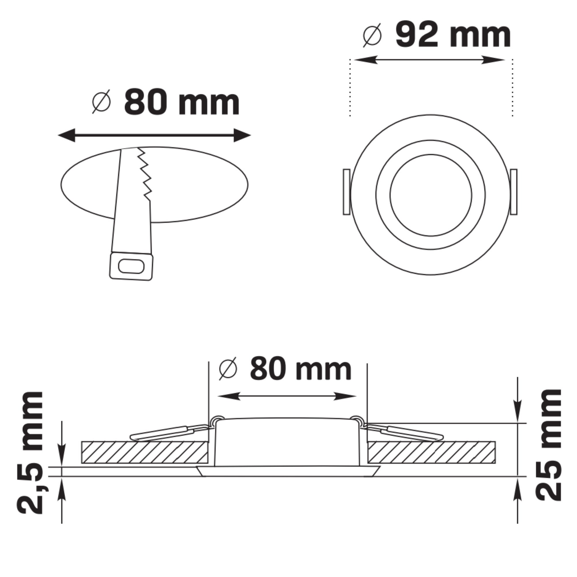 Oprawa sufitowa wpuszczana podtynkowa Falco biała 1xMR16x10W okrągła IP20 wym: 2,5 x 9,2 x 9,2 cm aluminium Polux - 4