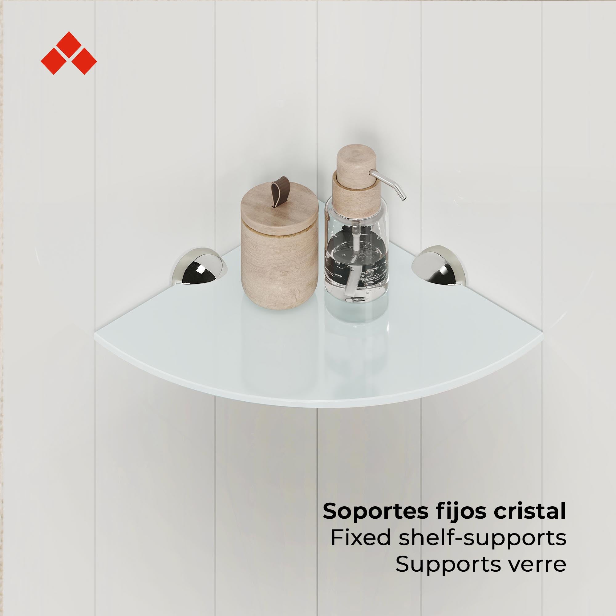 Support réglable pour étagères en verre et bois | Fabriqué en ABS | Fini chromé mat liquide | Pour étagères d'une épaisseur de 3 à 24 mm | Mesures - 3