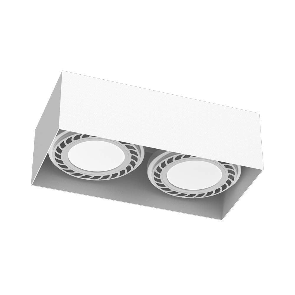 Reflektor sufitowy spot natynkowy Cage prostokątny biały 2xGU10x18W wym: 8,5 x 24,2 x 12,2 cm metal Brosline