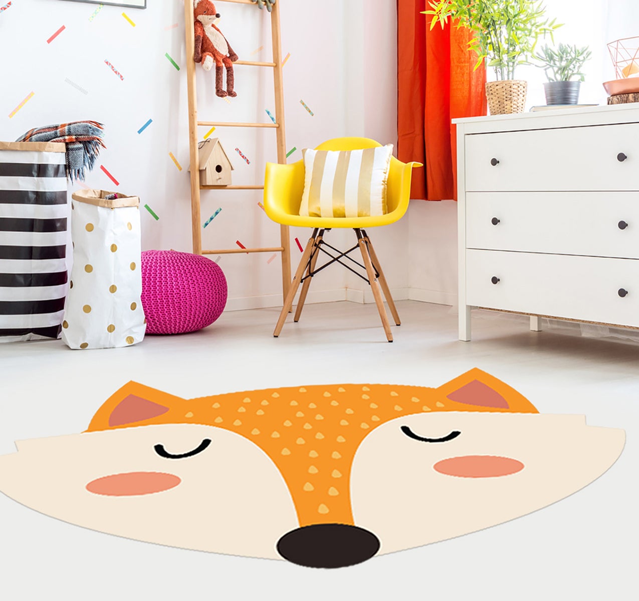 Dywan winylowy dziecięcy Fox 43x60 cm - antypoślizgowy PVC, winylowy do pokoju dziecięcego, ognioodporny i zmywalny
