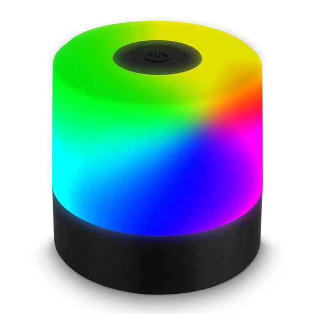 Lampe de table LED rechargeable RGB - IP44 - 70x70?mm - Noir - 4 modes tactiles - blanc chaud + couleurs - 1,5W / 100lm - B.K.Licht