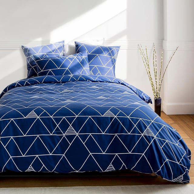 Housse de couette coton, Odin - Bleu/blanc - 140 x 200 cm