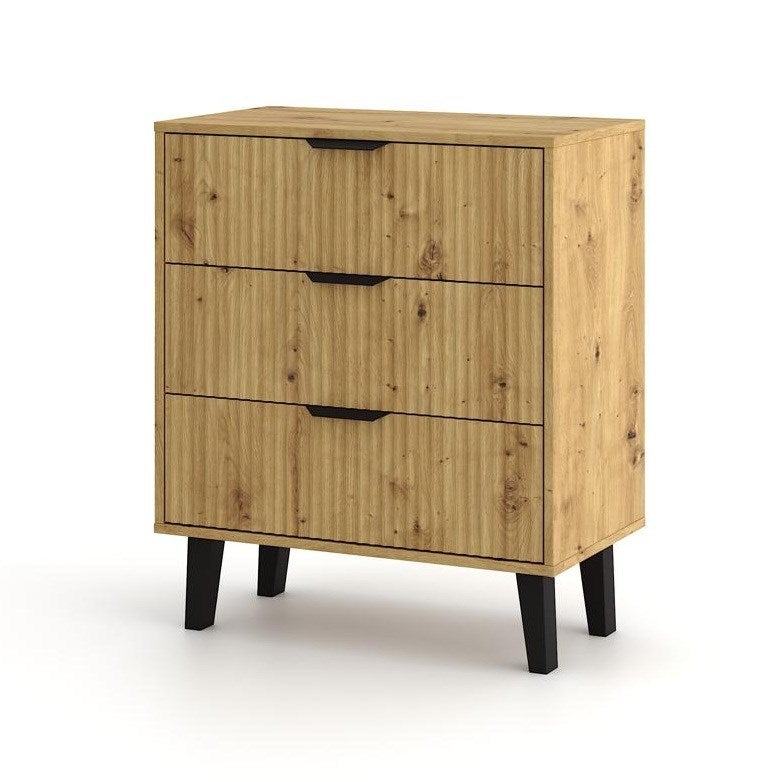Komoda Topeshop Scandi 3S Slim dąb artisan 70x81.5x39 cm