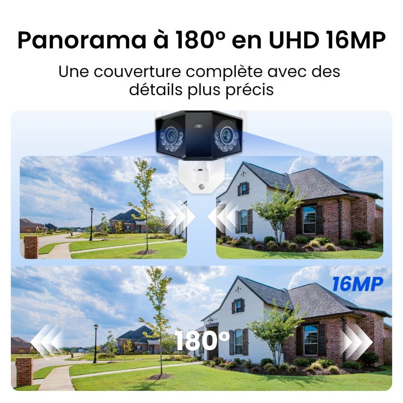 Caméra de surveillance 8K 16MP panorama 180°double objectif WiFi 6 filaire, Reolink - 2