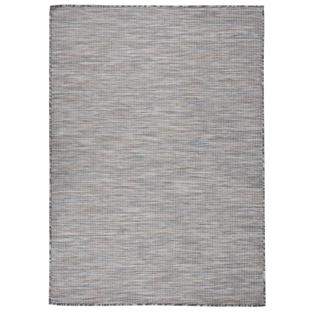 Tapis à tissage plat d'extérieur 200x280 cm Marron et bleu - 2