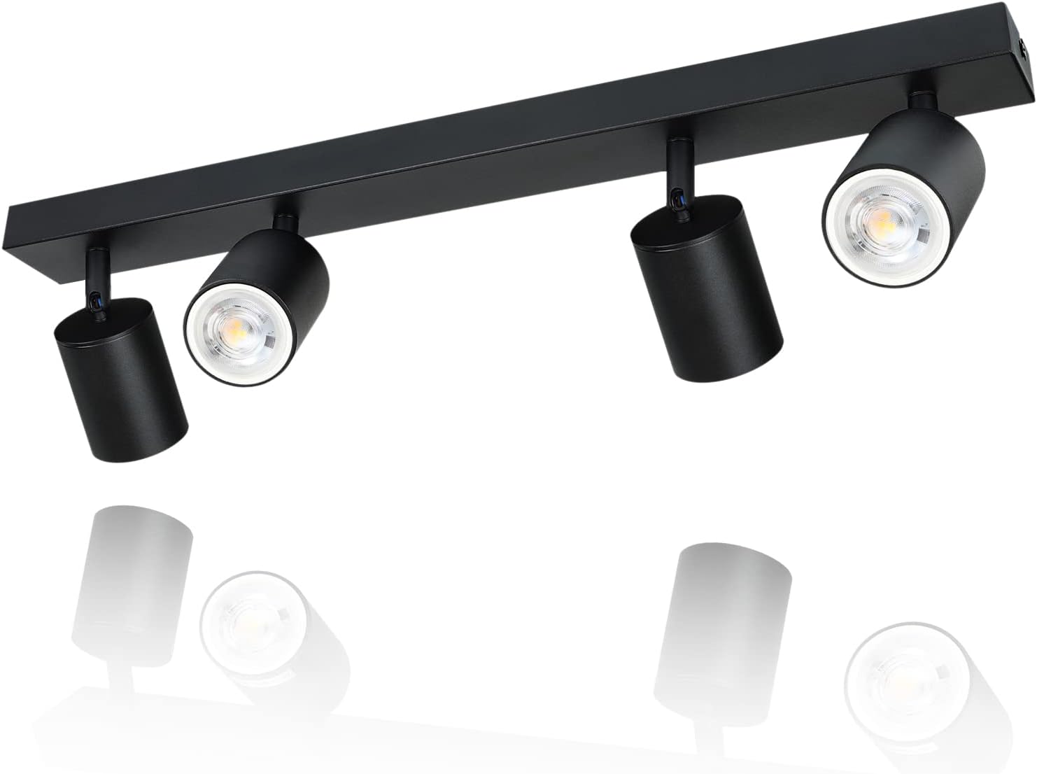 NETTLIFE Lámpara de Techo LED 4 Focos GU10 Negros Orientable 350°, Lámpara Moderna para Salón Dormitorio Estilo Industrial Sin Bombilla - 8