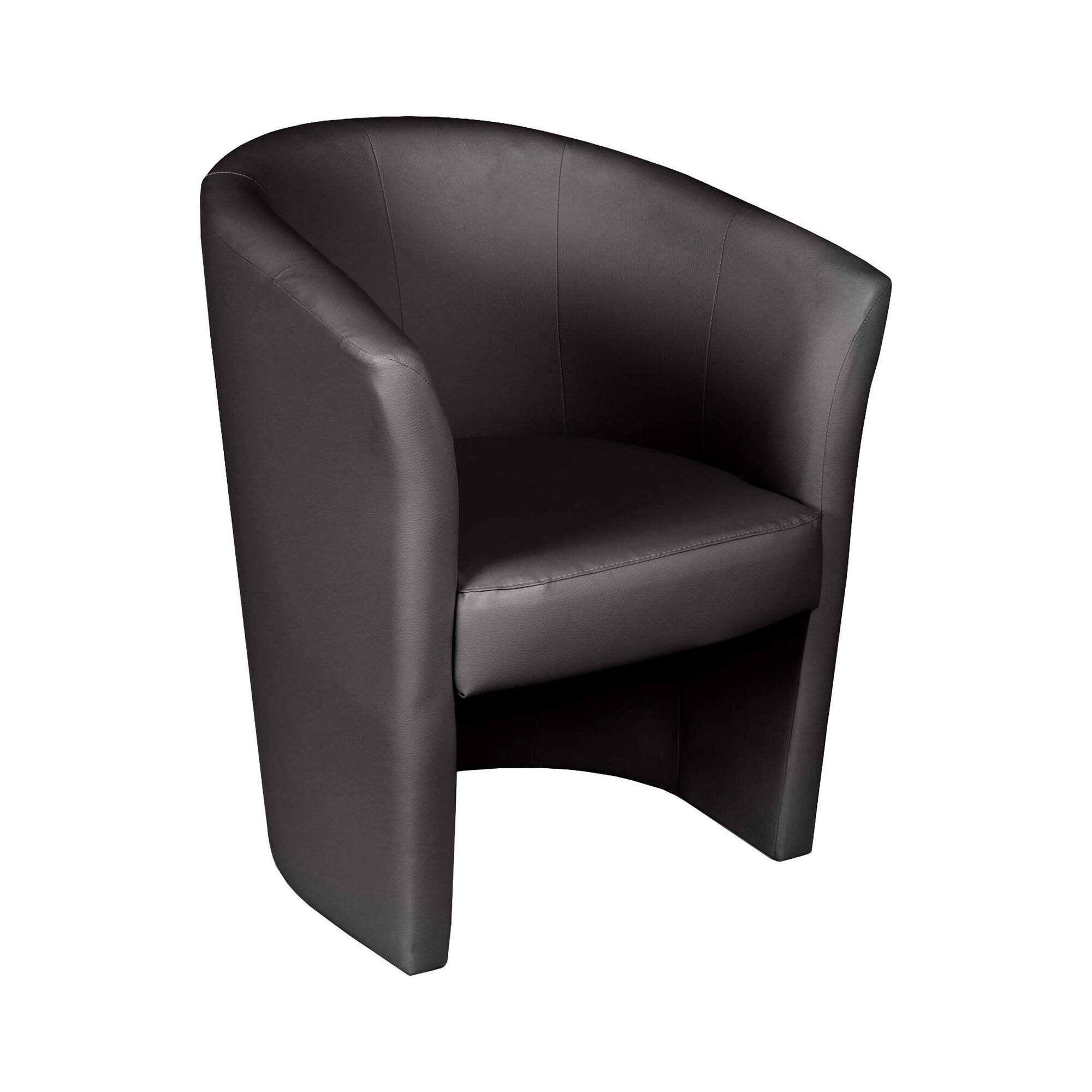 Sillón abrera, sillón de salón, asiento acolchado, silla con reposabrazos de cuero ecológico, 64x63h76 cm, negro