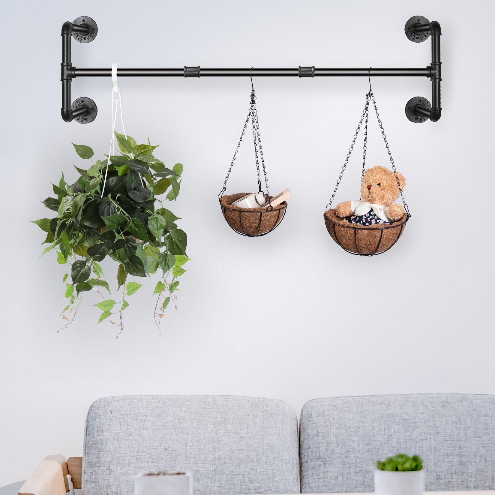 Barre de Penderie Industriel Noir l.109 x H.35cm - 3