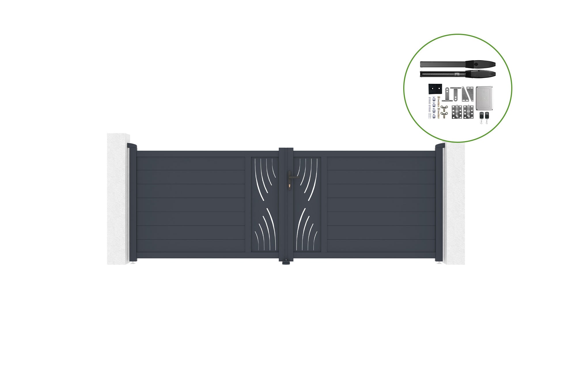 Brama skrzydłowa 3,5m VELETA H.120cm aluminiowa + napęd HICKER B200