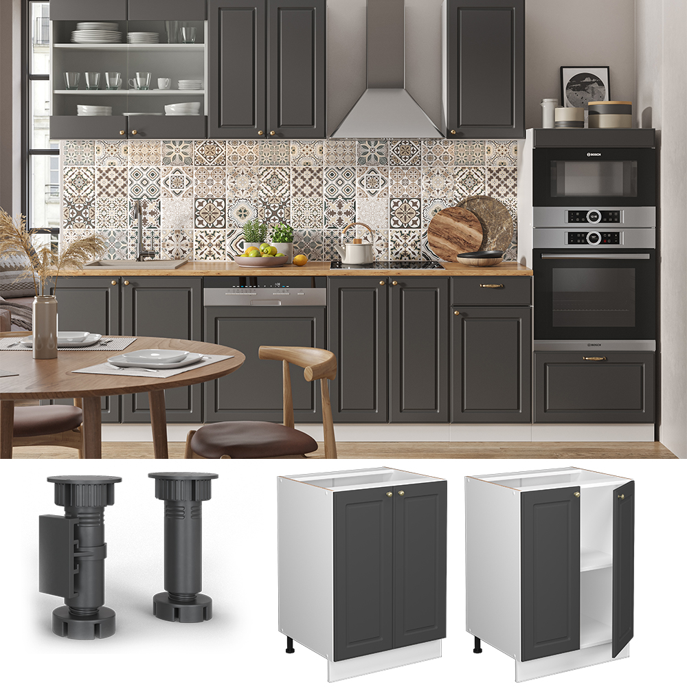 Meuble Micro-ondes Fame-Line Vicco – 60 Cm, Anthracite/chêne, Neuf