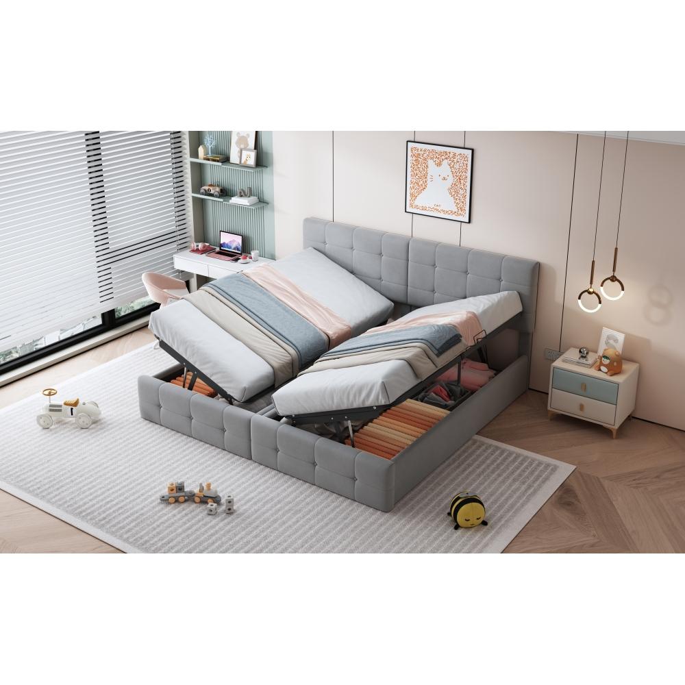 Letto matrimoniale 180×200 cm con contenitore idraulico, rete alta, letto multifunzione e velluto morbido - 4