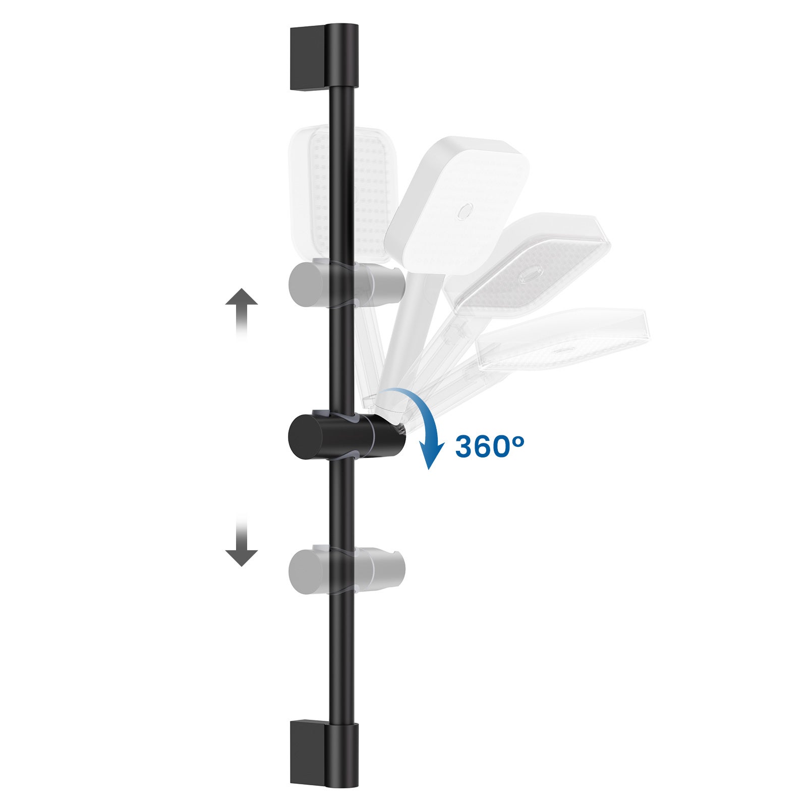 Sofetiy max Barre de Douche Noir Acier Inoxydable Ensemble de Douche 65cm Avec Support de Douche - 2