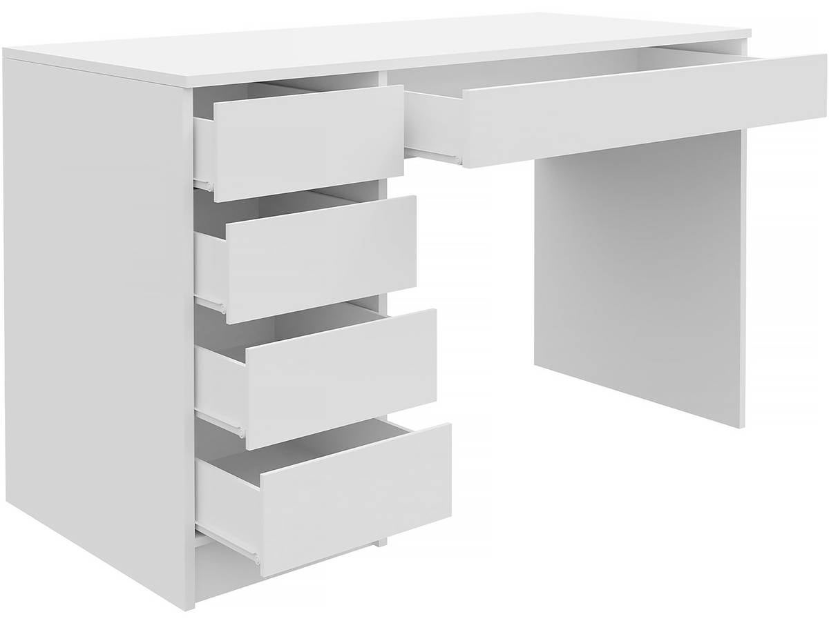Mesa de escritório Comfivo Terros I, Com gavetas, Número de gavetas: 5.00, 76x120x55cm, Branco, Branco brilhante - 4