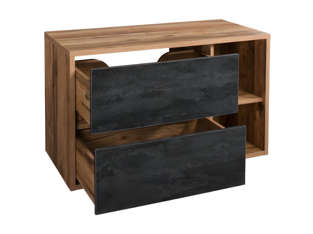 Meuble sous vasque suspendu coloris naturel et anthracite - 100 cm - TIKITIKI - 5