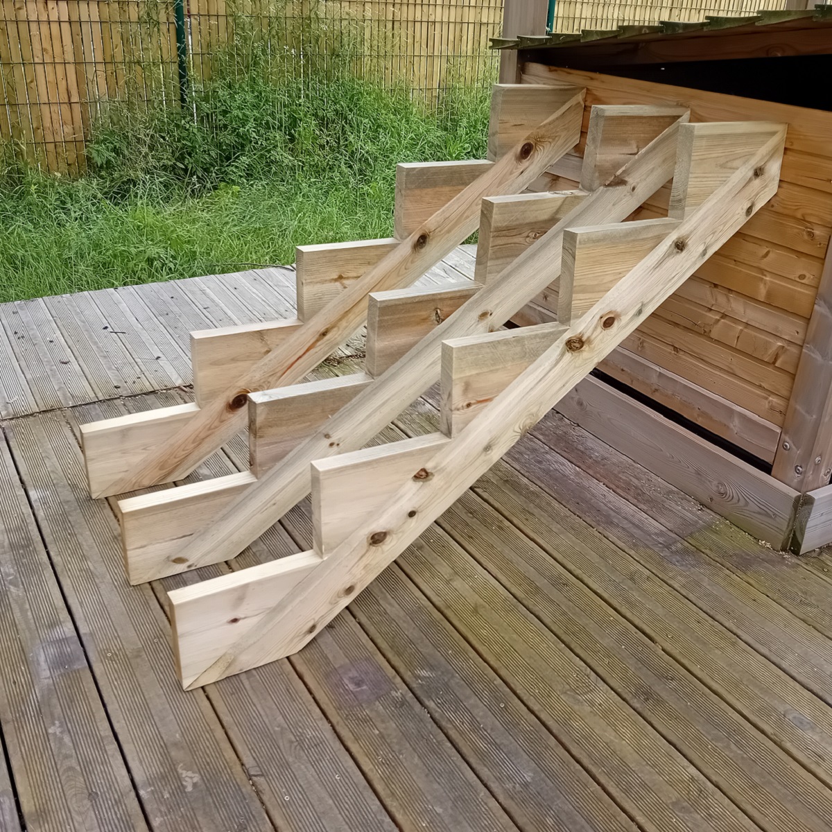 Pack 3 pièces - Limon bois autoclave - 5 marches - H 85cm - 2