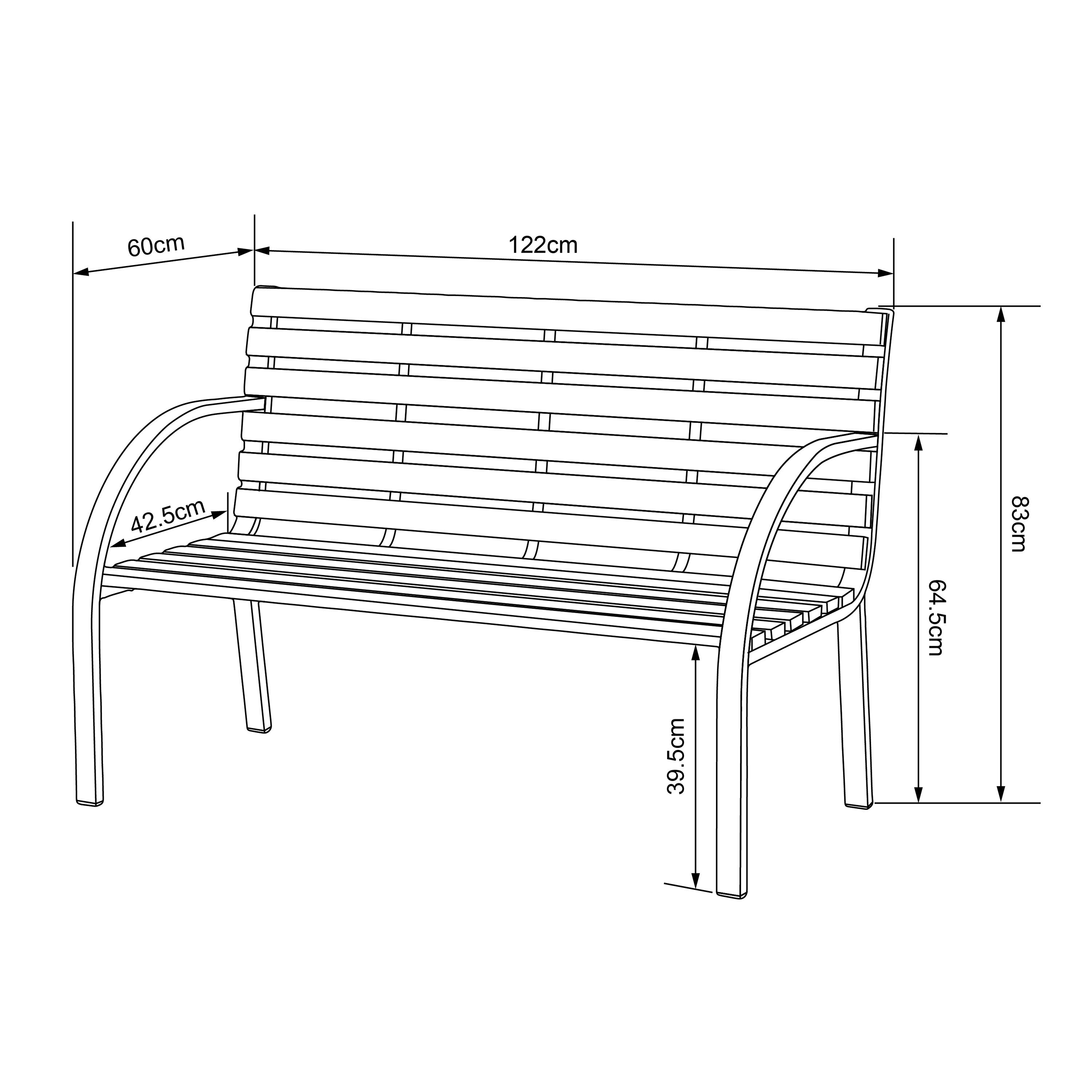 AXI Otis Banc de Jardin Bois - 122x60x83 cm - Structure Acier Noir Mat - Bois de Cèdre - 2 Places - Extérieur ou Intérieur - Banquette Extérieur - 5