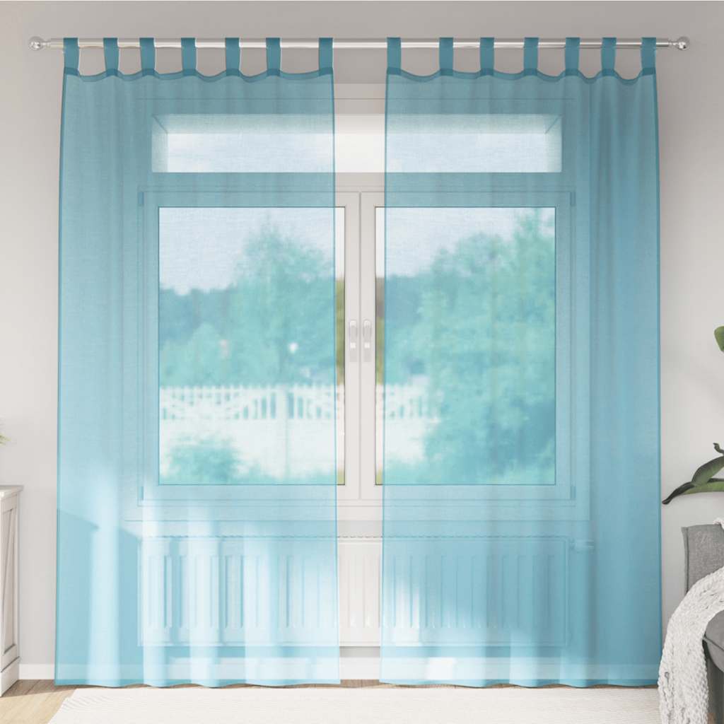 Zasłony woalowe z pętelkami 2 szt. Turkusowe 140x225 cm vidaXL