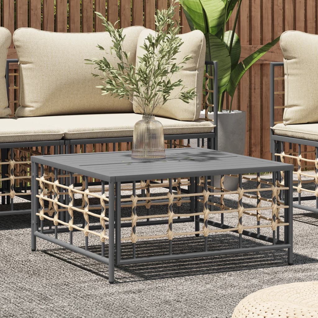 Table de jardin anthracite 70x70x34 cm résine tressée - 7