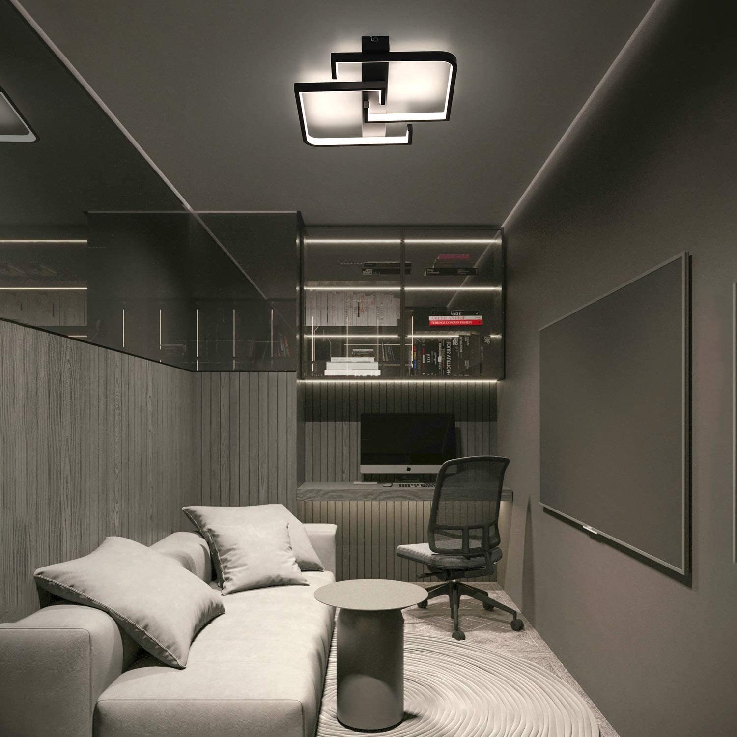 NETTLIFE Lámpara de techo LED 35W lámpara de salón negra regulable con mando a distancia lámpara de mesa de comedor de diseño moderno lámpara - 8