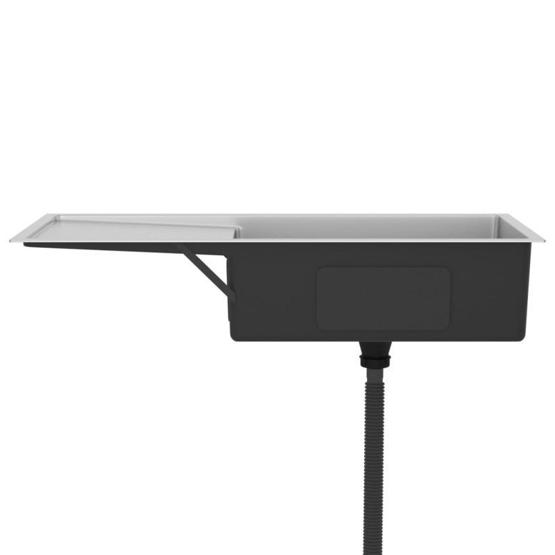 Lavello da Cucina Lavorato a Mano in Acciaio Inox vidaXL - 4