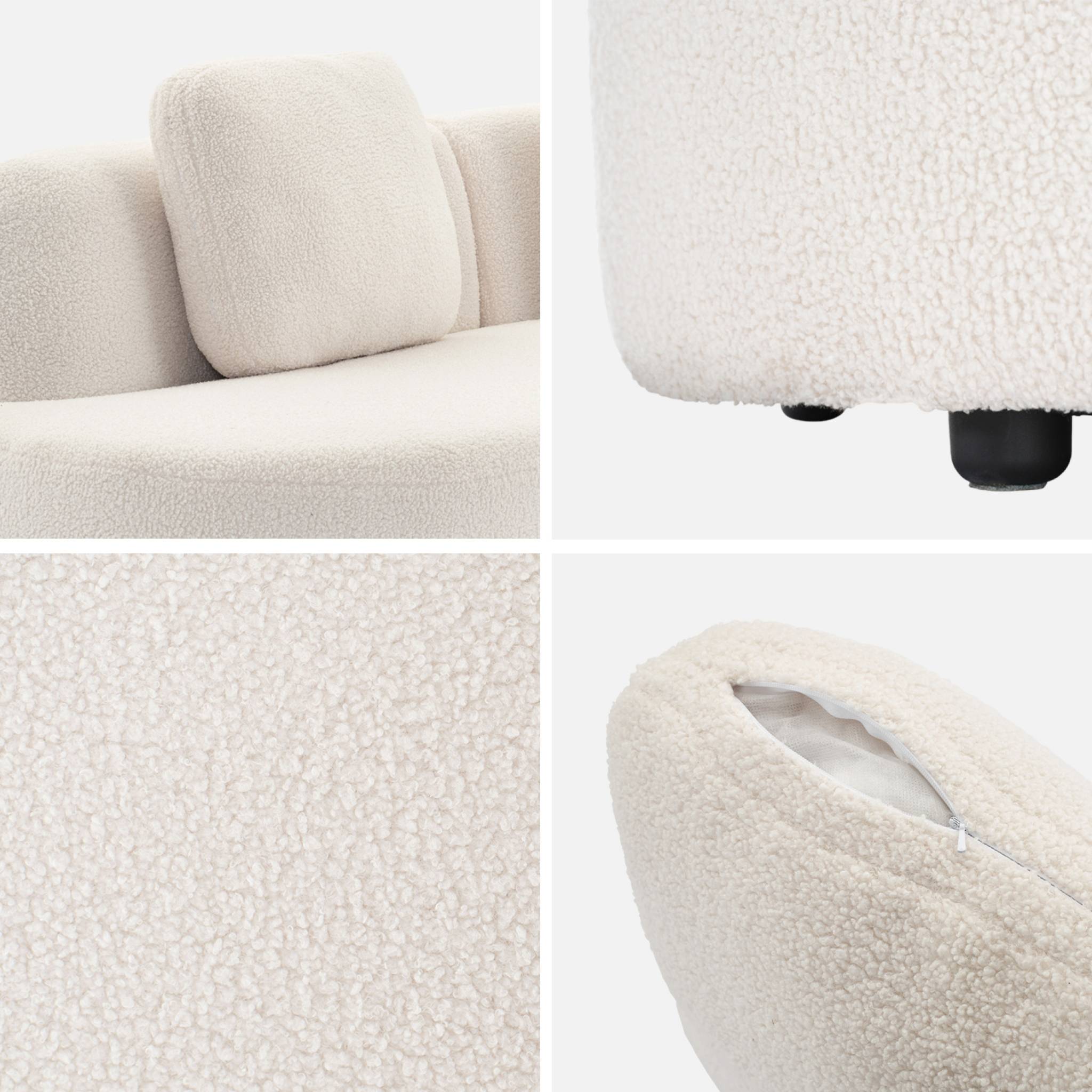 Canapé virgule 3 places en tissu bouclette forme organique - WAVE L 232 x P 97 x H 68cm WAVE - 5