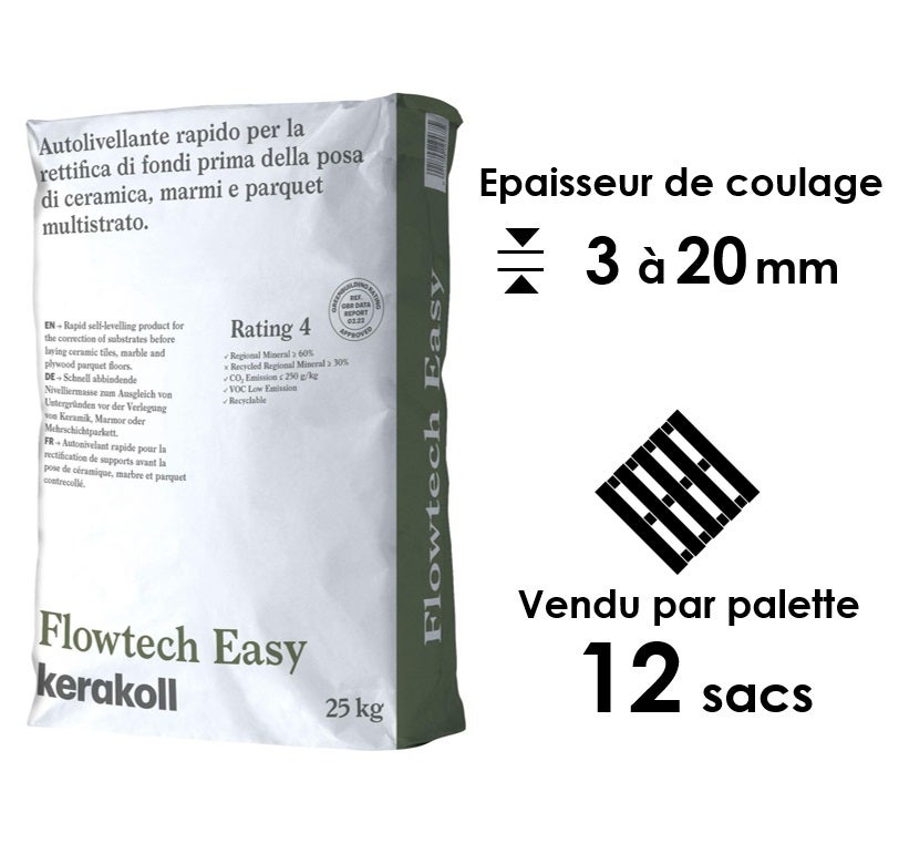 LOT DE 12 SACS DE RAGRÉAGE INTÉRIEUR FLOWTECH EASY 25 KG | Leroy Merlin