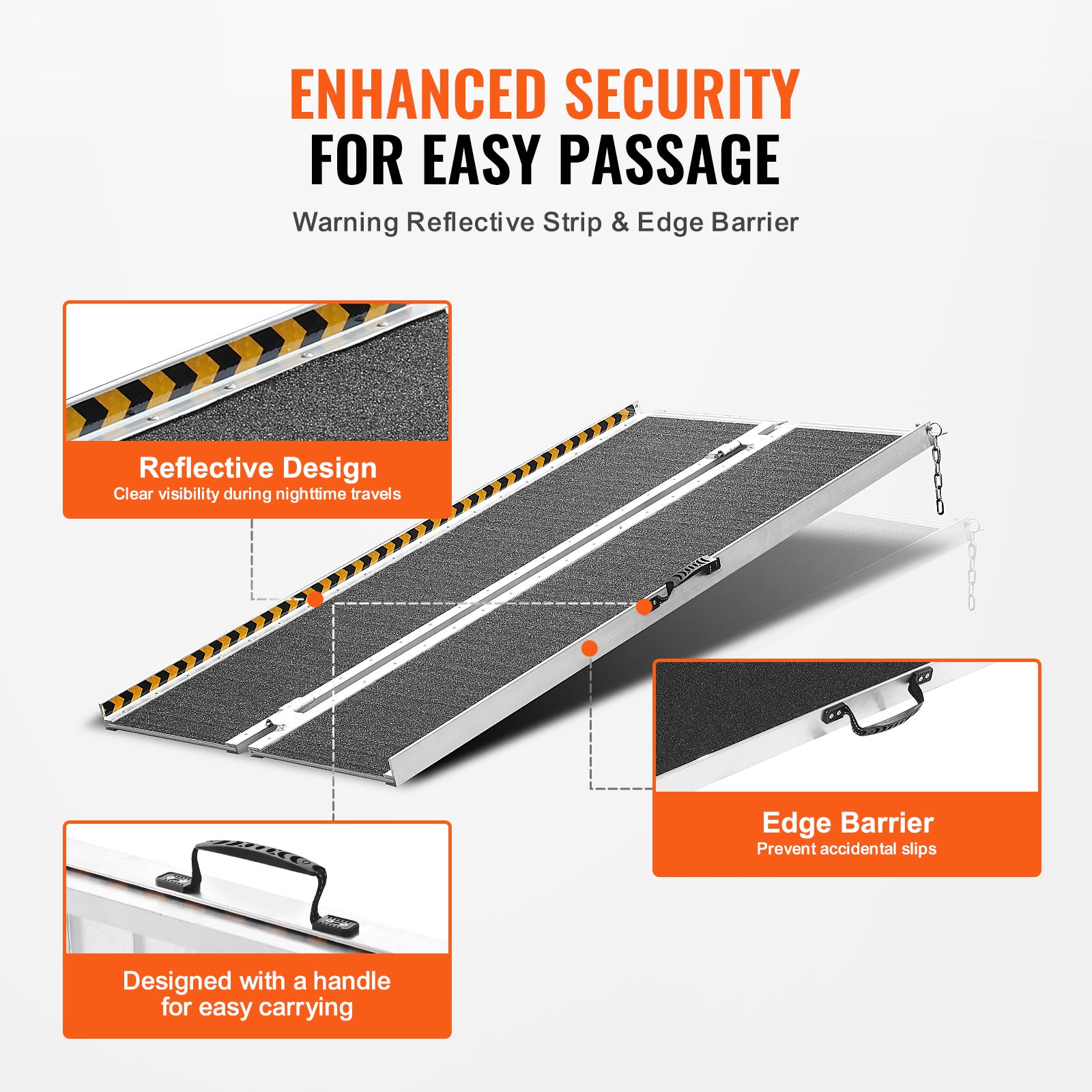 VEVOR Rampe pour fauteuil roulant, capacité 363 kg, rampe de seuil pliante portative en aluminium antidérapant 121,92cm - 4