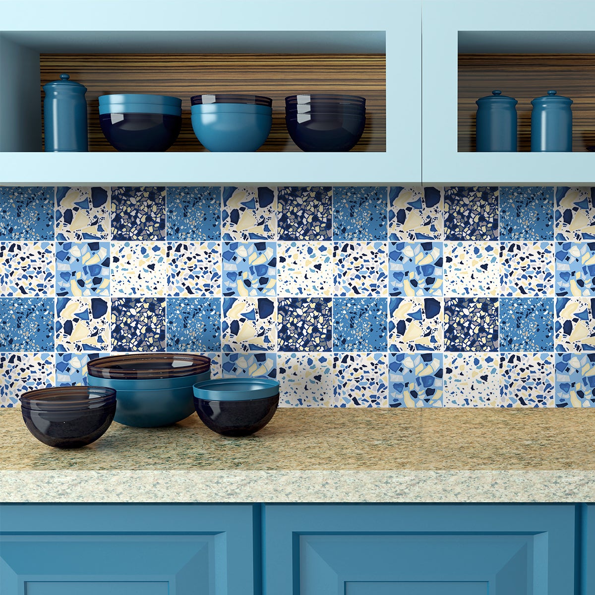 9 adesivi piastrelle di cemento terrazzo yvonne - Sticker adesivo - adesivi murali - 9stickers10x10cm - 3