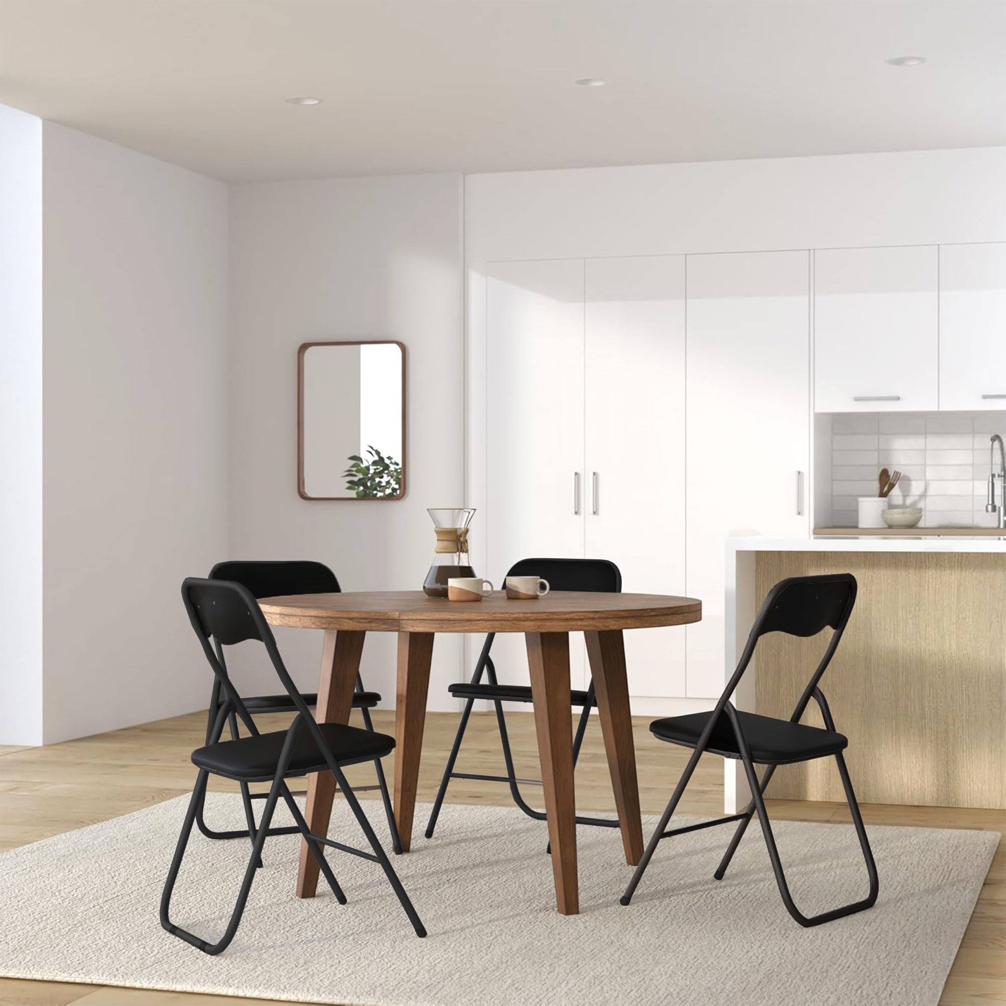 Well Home Set de 4 sillas 39x39x43cm Plegables de Terciopelo negro - 5