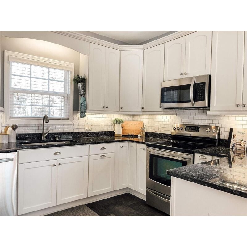 Credence Adhésif pour Cuisine Salle de Bain, Faux Carrelage Adhésif ,Imperméable Metro 3D Carrelage PVC Adhésif Mural, 4 Pièces (Blanc, 4 Feuilles) - 3