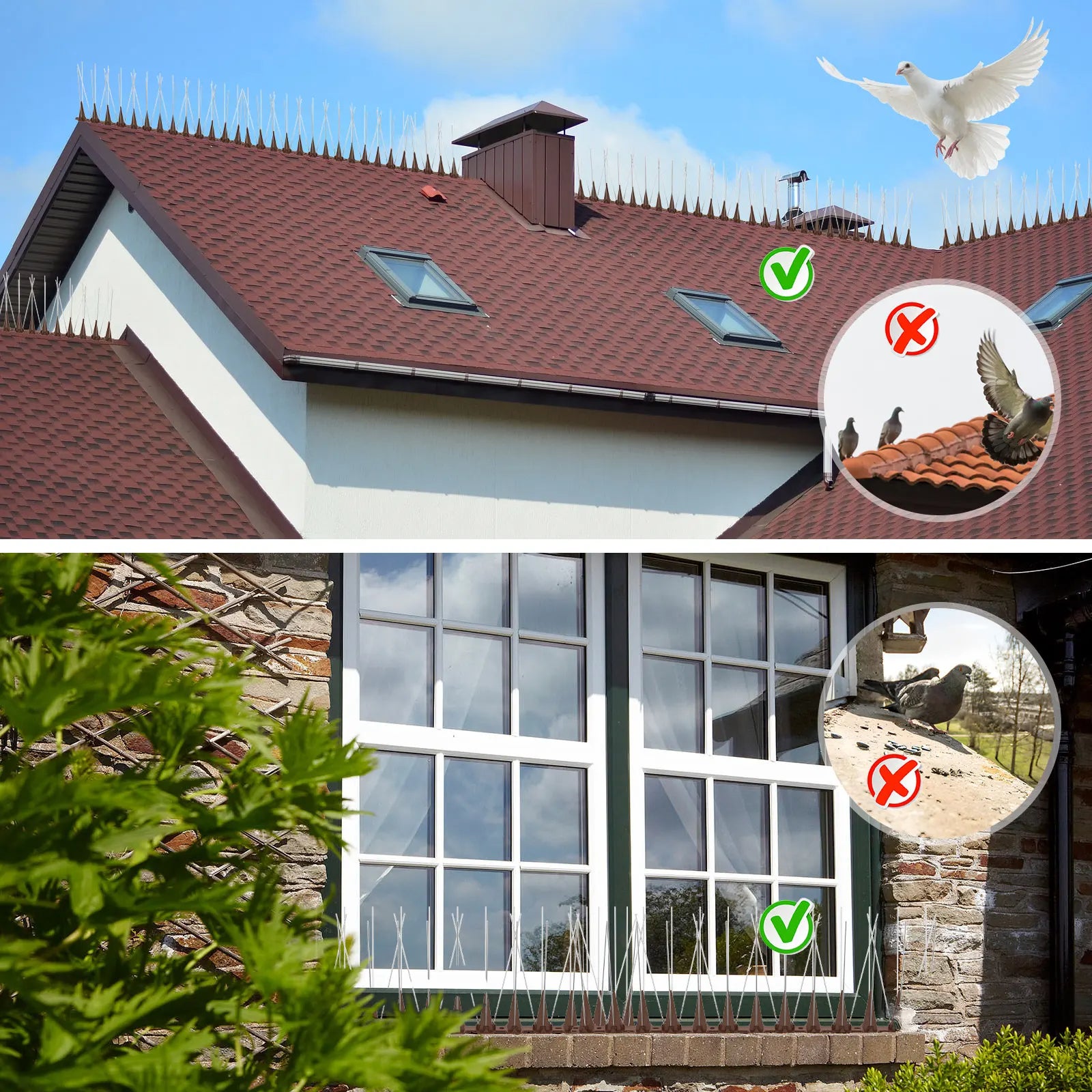 Picos para pájaros, paquete de 10 picos para pájaros de acero inoxidable, dispositivos repelentes de pájaros para exteriores - 3