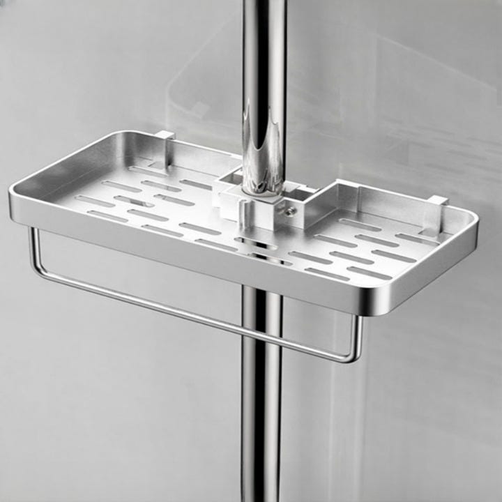 Mensola Doccia Angolare Senza Fori | Porta Shampoo In Acciaio Inox Con Adesivo Forte, 2 Pezzi - Foto 13