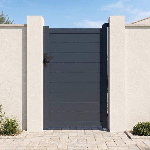 Portillon 1m EIGER H.160cm aluminium gris